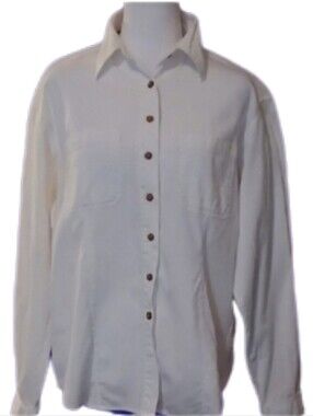 ^ Private Member White Button-Up Shirt With Pockets Women's Size Large